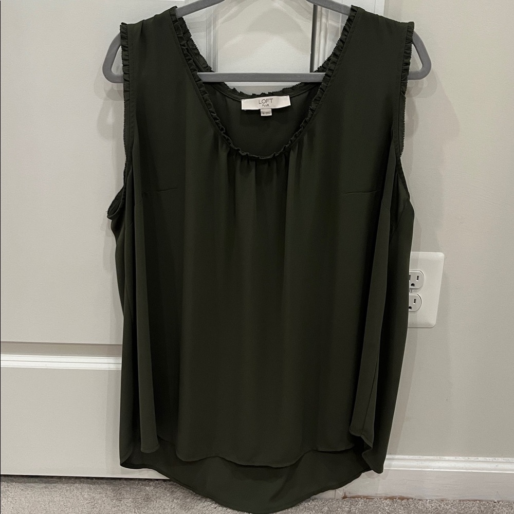 LOFT Dark Green Sleeveless Blouse